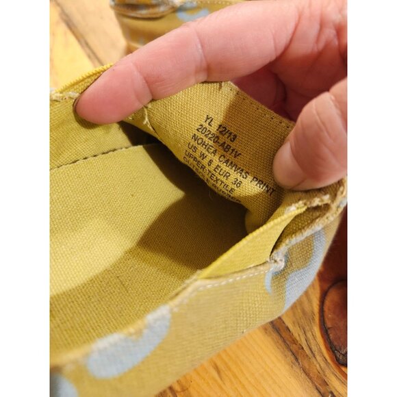 Olukai Women's Size 6 Nohea Canvas Print Slip On Green Blue Palm Design - Picture 4 of 7